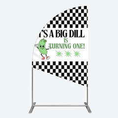 Lofaris Big Dili Turning One Plaid Birthday Half Moon Arch Backdrop