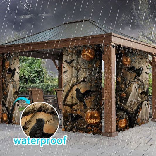 Lofaris Bird Pumpkins Waterproof Printed Outdoor Curtains