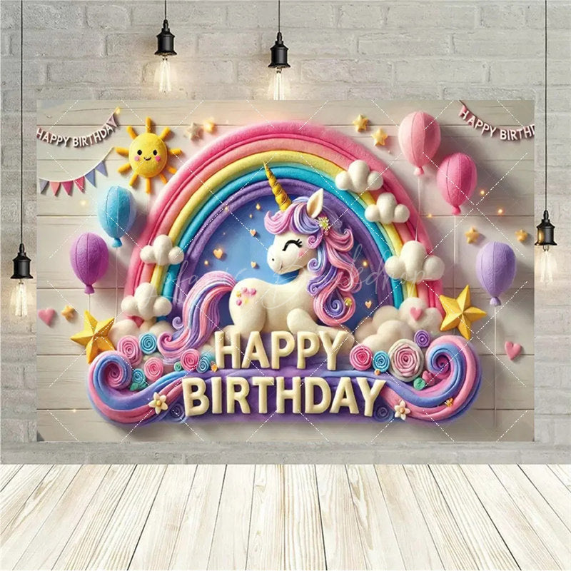 Lofaris Birthday 3D Gifts Unicorn Backdrop Floating Party Decor Fun Photo Prop for Celebrations