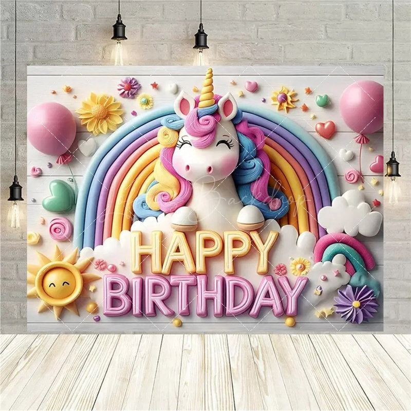 Lofaris Birthday 3D Gifts Unicorn Backdrop Floating Party Decor Fun Photo Prop for Celebrations