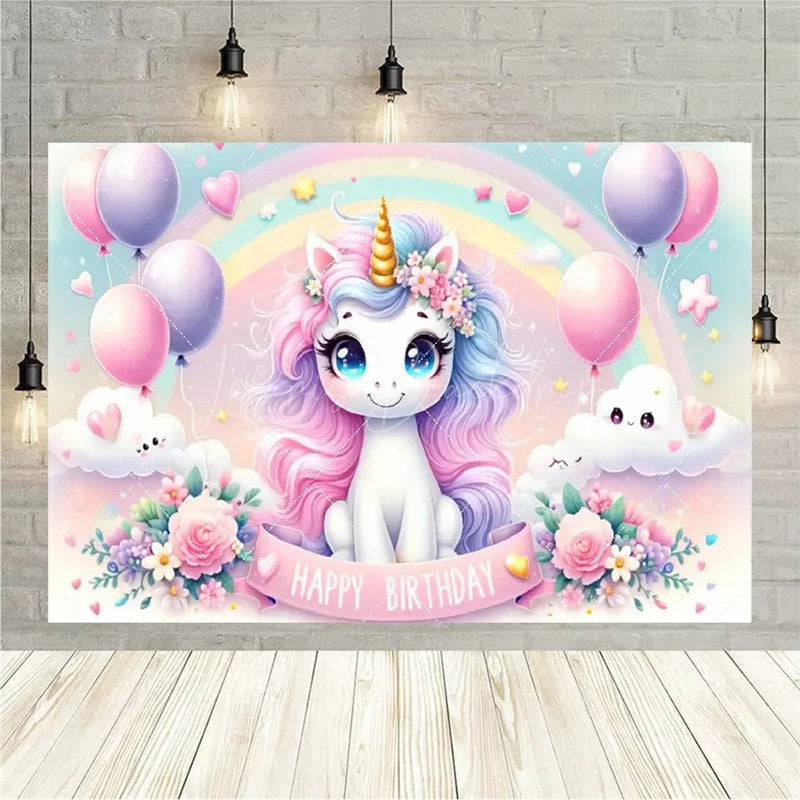 Lofaris Birthday 3D Gifts Unicorn Backdrop Floating Party Decor Fun Photo Prop for Celebrations