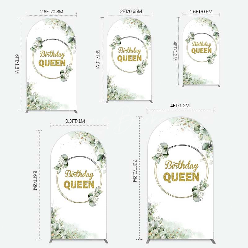 Lofaris Birthday Queen Greenery Leaves Arch Backdrop