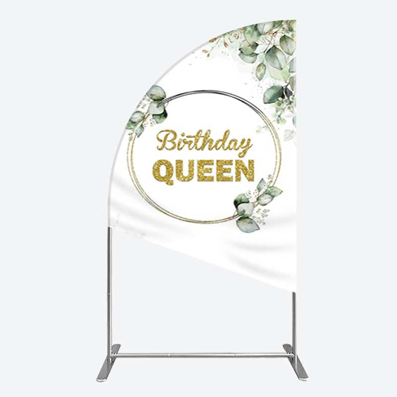 Lofaris Birthday Queen Greenery Leaves Half Moon Arch Backdrop
