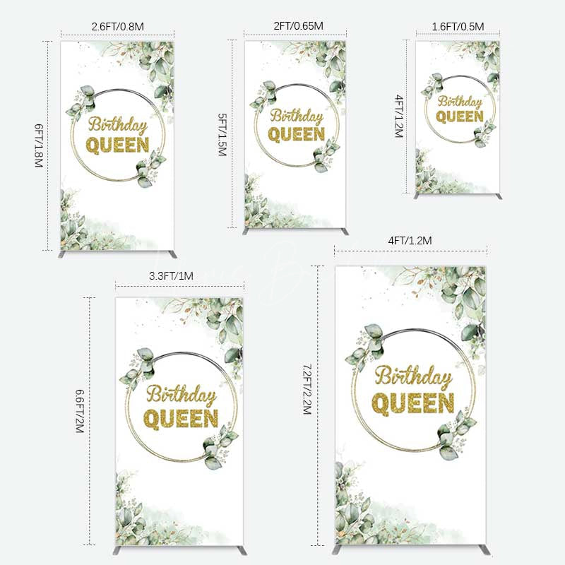 Lofaris Birthday Queen Greenery Leaves Rectangle Backdrop