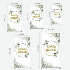 Lofaris Birthday Queen Greenery Leaves Rectangle Backdrop