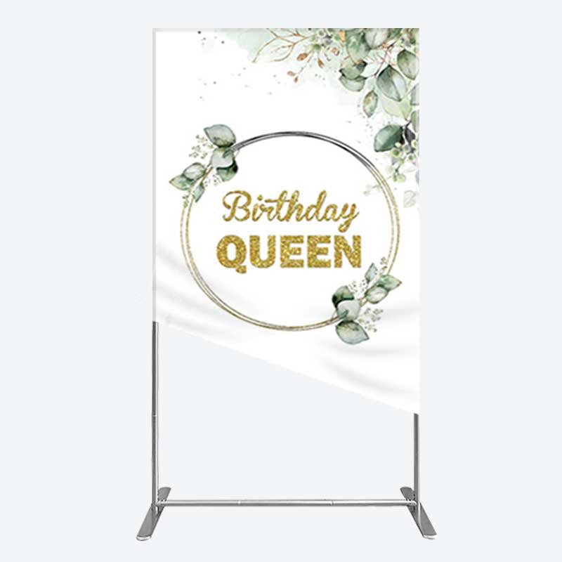 Lofaris Birthday Queen Greenery Leaves Rectangle Backdrop