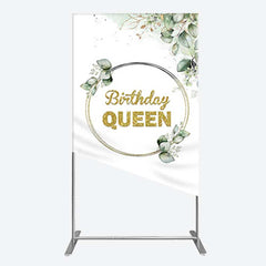 Lofaris Birthday Queen Greenery Leaves Rectangle Backdrop