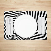 Lofaris Black Abstract Optical Illusion Star Set of 4 Placemats Modern Geometric Design for Contemporary Dining
