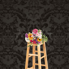 Lofaris Black Abstract Vintage Floral Pattern Damask Backdrop