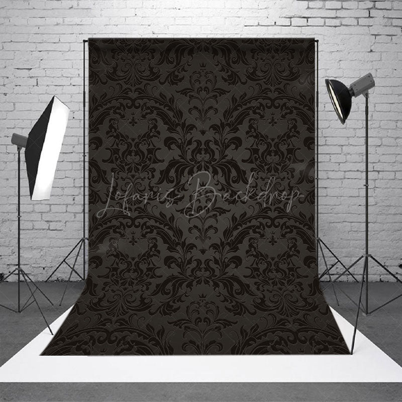 Lofaris Black Abstract Vintage Floral Pattern Damask Backdrop