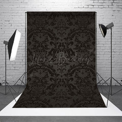 Lofaris Black Abstract Vintage Floral Pattern Damask Backdrop