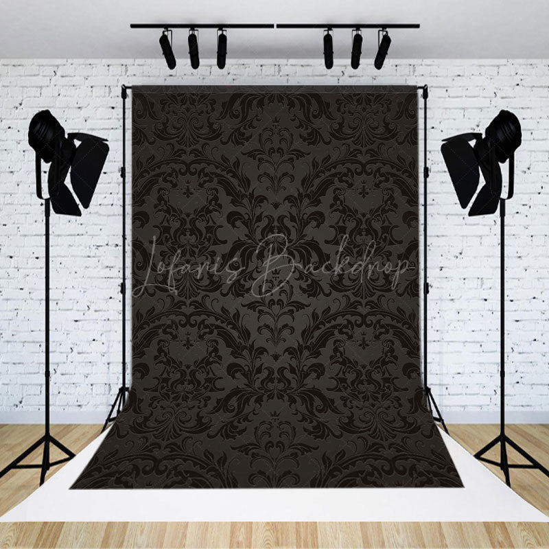 Lofaris Black Abstract Vintage Floral Pattern Damask Backdrop