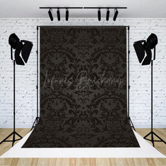Lofaris Black Abstract Vintage Floral Pattern Damask Backdrop