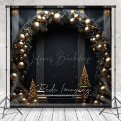 Lofaris Black and Gold Balloon Arch Photography Backdrop Elegant Christmas Decor New Year’s Eve Party Photo Booth