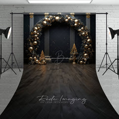 Lofaris Black and Gold Balloon Arch Sweep Backdrop Elegant Christmas Decor New Year’s Eve Party Photo Floor Drop
