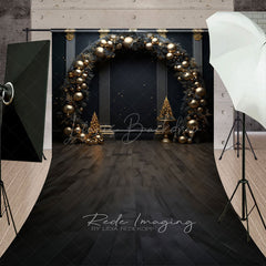 Lofaris Black and Gold Balloon Arch Sweep Backdrop Elegant Christmas Decor New Year’s Eve Party Photo Floor Drop