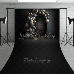 Lofaris Black and Gold Balloon Arch Sweep Photo Backdrop Celestial Starry Night Photography Background