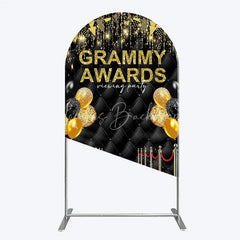 Lofaris Black and Gold Glitter Awards Night Arch Backdrop Kit Elegant Red Carpet Viewing Party Decor