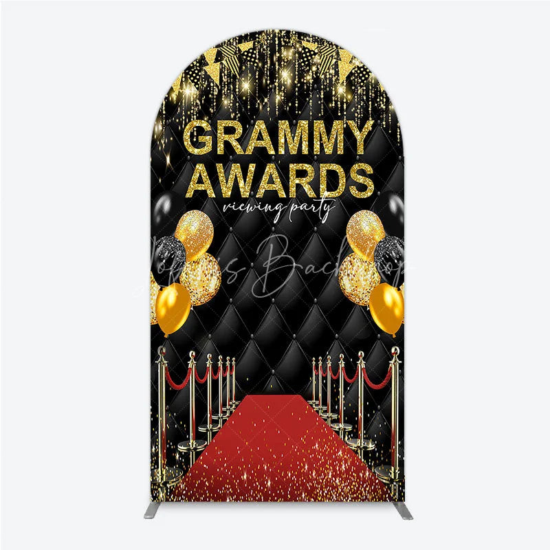 Lofaris Black and Gold Glitter Awards Night Arch Backdrop Kit Elegant Red Carpet Viewing Party Decor
