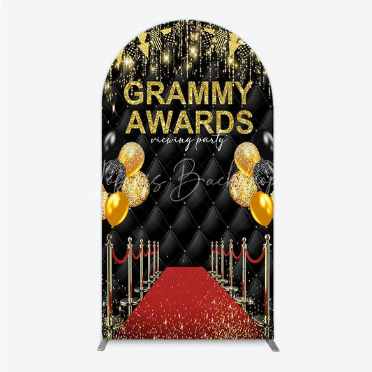 Lofaris Black and Gold Glitter Awards Night Arch Backdrop Kit Elegant Red Carpet Viewing Party Decor