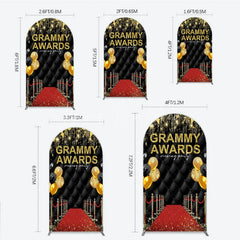 Lofaris Black and Gold Glitter Awards Night Arch Backdrop Kit Elegant Red Carpet Viewing Party Decor