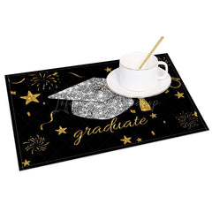 Lofaris Black And Gold Glitter Graduate Set of 4 Placemats