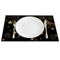 Lofaris Black And Gold Glitter Graduate Set of 4 Placemats