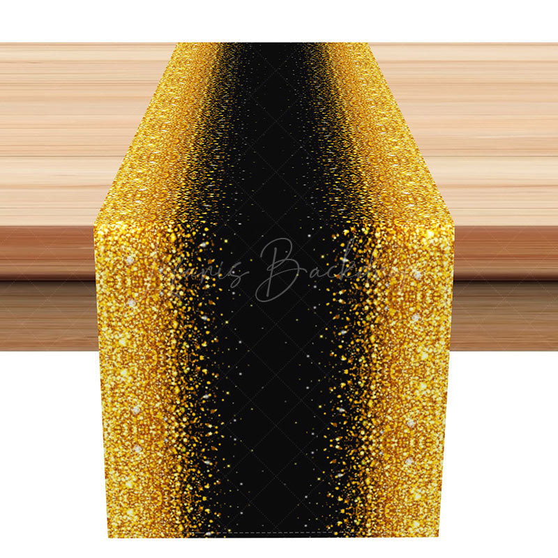 Lofaris Black and Gold Glitter Table Runner Elegant Sparkle for Dining Decor Wedding Anniversary or Birthday Party