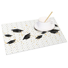 Lofaris Black And Gold Mortarboard Scroll Set of 4 Placemats