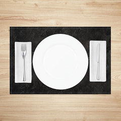 Lofaris Black and Grey Marble Placemats Set of 4 Dark Stone Texture for Modern Luxury Dining Table