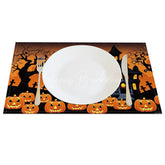 Lofaris Black and Orange Halloween Set of 4 Placemats with Bat Haunted Castle for Spooky Holiday Decor