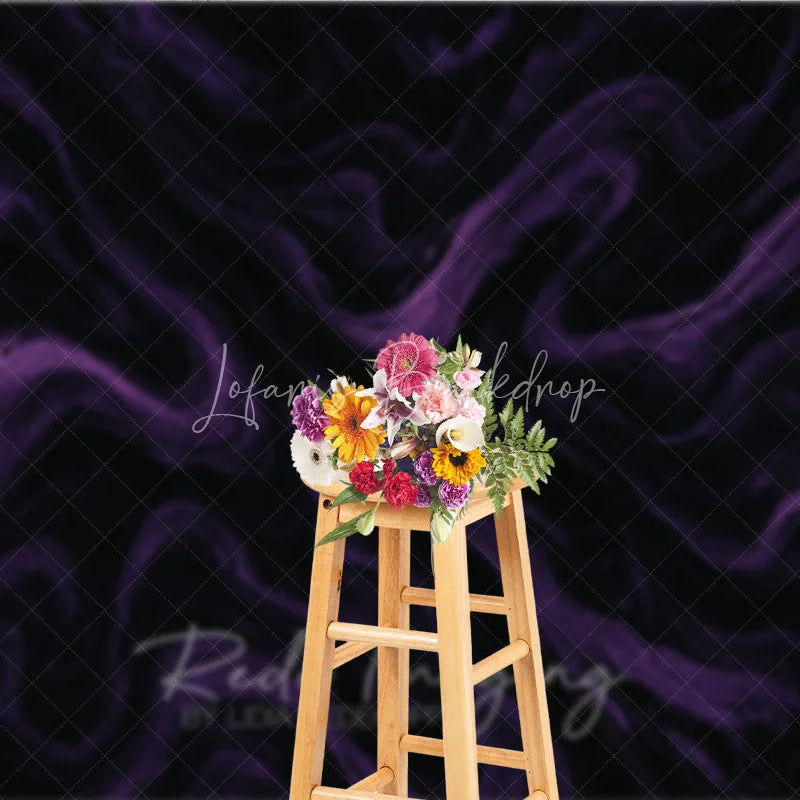 Lofaris Black and Purple Abstract Swirling Photography Backdrop Elegant Marble Texture for Dramatic Portrait Photo Shoots