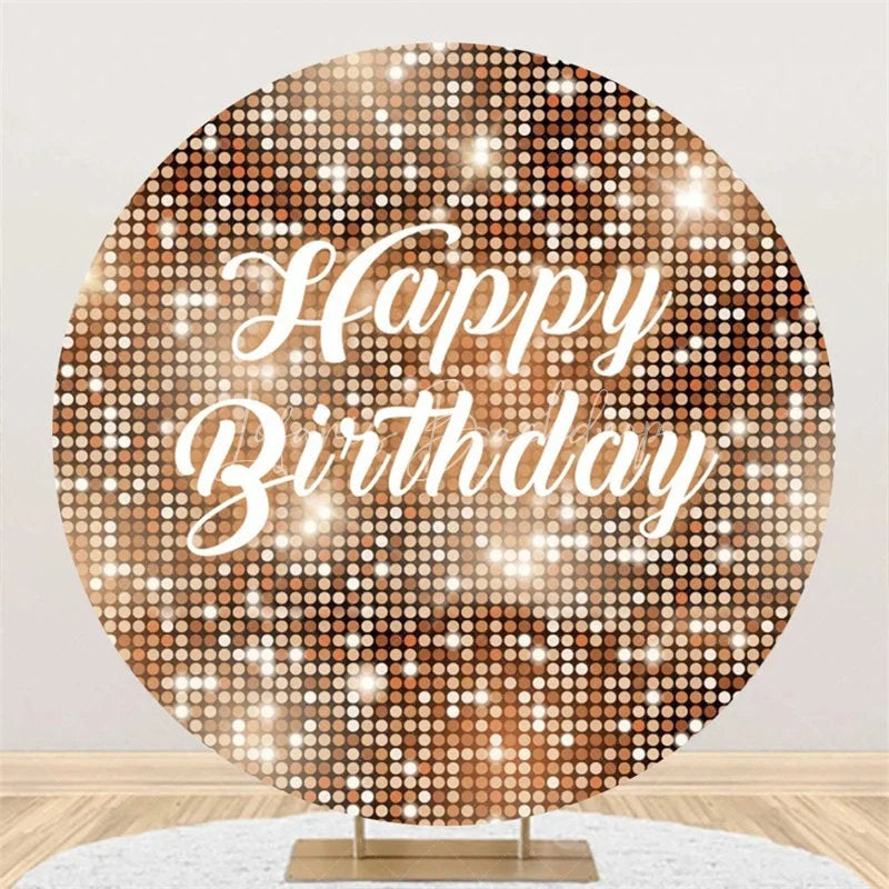 Lofaris Black and Silver Glitter Sequins Round Backdrop Happy Birthday Party Decoration Shimmering Bokeh Circle Cover