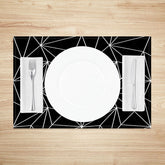 Lofaris Black and White Abstract Geometric Set of 4 Placemats for Modern Minimalist Contemporary Decor
