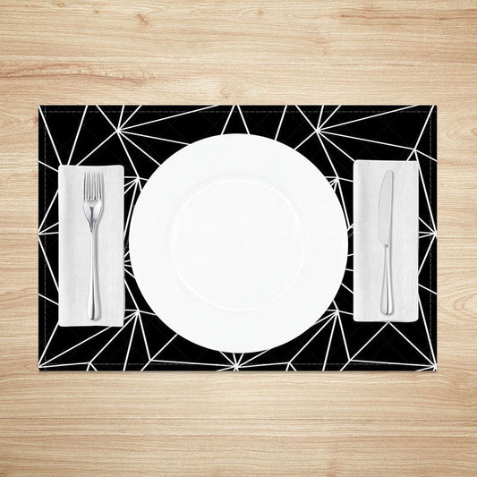 Lofaris Black and White Abstract Geometric Set of 4 Placemats for Modern Minimalist Contemporary Decor