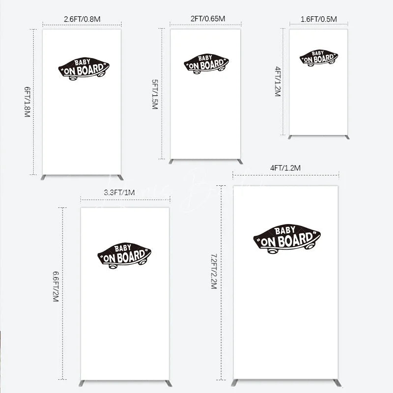 Lofaris Black and White Baby On Board Car Emblem Rectangle Arch Backdrop for Shower Party Decor