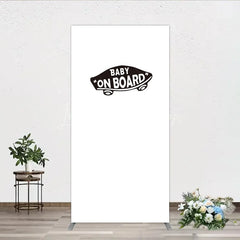 Lofaris Black and White Baby On Board Car Emblem Rectangle Arch Backdrop for Shower Party Decor