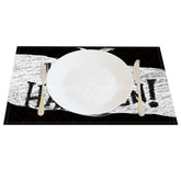 Lofaris Black and White Bat Halloween Set of 4 Placemats for Modern Gothic Spooky Party Decorations