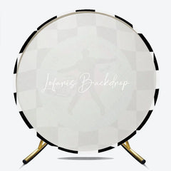 Lofaris Black and White Checkered 1950s Rock Roll Happy 5th Birthday Round Backdrop Retro Car Milkshake Party Decor