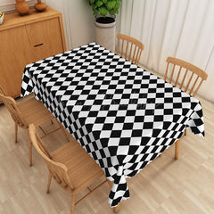Lofaris Black And White Checkered Rectangular Tablecloth