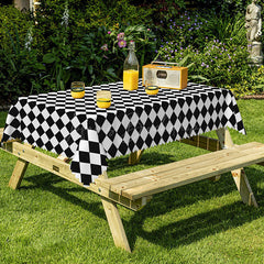 Lofaris Black And White Checkered Rectangular Tablecloth