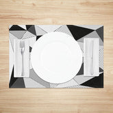 Lofaris Black and White Geometric Pattern Set of 4 Placemats for Modern Minimalist Kitchen Dining Room Decor