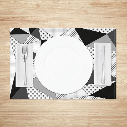 Lofaris Black and White Geometric Pattern Set of 4 Placemats for Modern Minimalist Kitchen Dining Room Decor