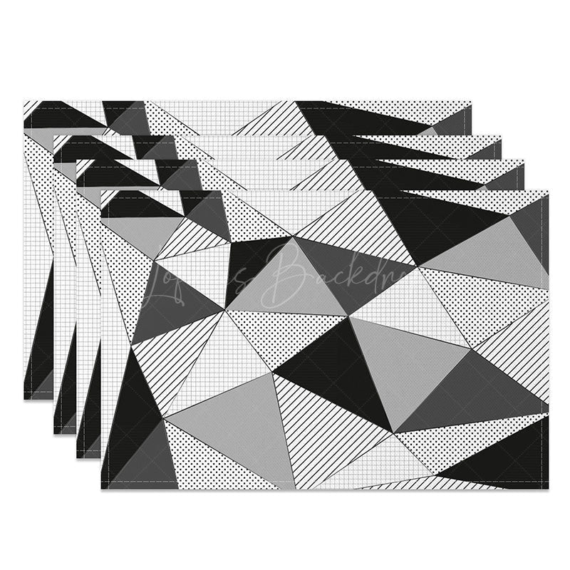 Lofaris Black and White Geometric Pattern Set of 4 Placemats for Modern Minimalist Kitchen Dining Room Decor