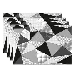 Lofaris Black and White Geometric Pattern Set of 4 Placemats for Modern Minimalist Kitchen Dining Room Decor