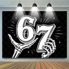 Lofaris Black and White Gothic Skeleton Hands 7th Birthday Backdrop Edgy Celebration Party Decor for Adult Milestones