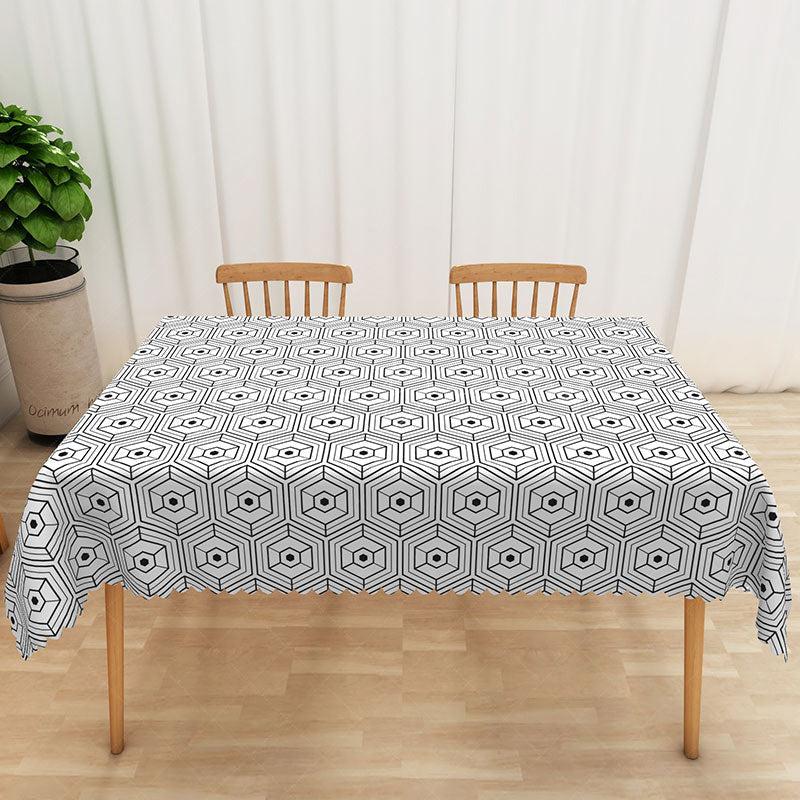 Lofaris Black and White Honeycomb Geometric Rectangle Tablecloth for Modern Bee Themed Party Decorations
