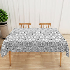 Lofaris Black and White Honeycomb Geometric Rectangle Tablecloth for Modern Bee Themed Party Decorations