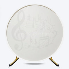 Lofaris Black and White Music Notes Round Backdrop Elegant Treble Clef Birthday Musician or Choir Party Photo Prop