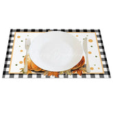 Lofaris Black and White Plaid Pumpkin with Bow Set of 4 Placemats for Farmhouse Fall Thanksgiving Decor